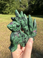 Ruby in Zoisite Nine-Tailed Fox Carving