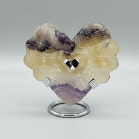 Rainbow Fluorite Decorative Carved Heart with Stand #8