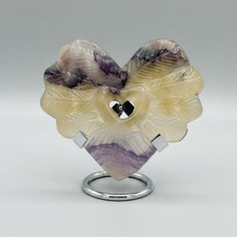 Rainbow Fluorite Decorative Carved Heart with Stand #8