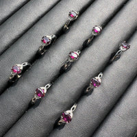 Natural Purple Garnet Adjustable Stainless Steel Ring – Faceted Gemstone Ring
