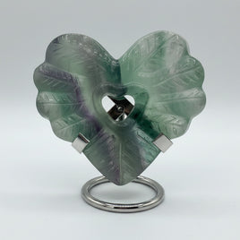Rainbow Fluorite Decorative Carved Heart with Stand #5