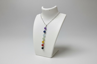 Chakra 7 Stone/Bead Pendant Necklace Silvertone.