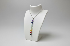Chakra 7 Stone/Bead Pendant Necklace Silvertone.