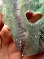 Rainbow Fluorite Decorative Carved Heart with Stand #5