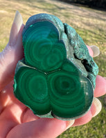 Malachite Polished Top with Rough Bottom