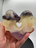 Rainbow Fluorite Decorative Carved Heart with Stand #8