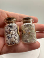 Lepidolite & Fluorite Crystal Chip Bottles – Set of 2 Mini Gemstone Bottles