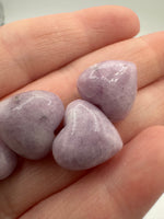 Mini Puffy Lepidolite Hearts – Natural Polished Gemstone Hearts (15mm)