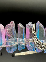 Pastel Rainbow Handmade Natural Crystal Crown Headband – Aura-Coated Crystal Points &  Crescent Moon