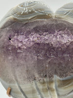 Amethyst Agate Heart Wings Carving with Stand #3