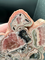 Rhodochrosite Slab #7 – Pink Banded Rhodochrosite with Black Matrix & Natural Cavities