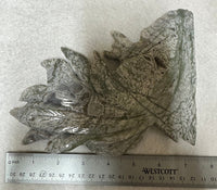 Moss Agate Nine-Tailed Fox Carving with Druzy