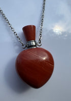 Red Jasper Heart Shape Perfume/Essential Oil Bottle Necklace