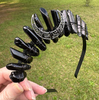 Black Handmade Natural Crystal Crown Headband