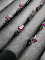 Natural Purple Garnet Adjustable Stainless Steel Ring – Faceted Gemstone Ring