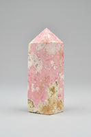 Rhodochrosite Four-Sided Tower #7 – Pink & Cream Natural Mineral Patterns