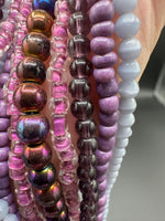 Purple Designer Mixed Glass Bead Strand Bundle – Assorted Glass Beads for Jewelry Making