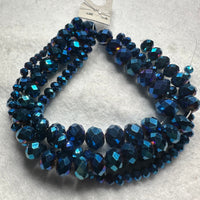 Metallic Midnight Blue Faceted Glass Rondelle Bead Strands – Mixed Sizes for Jewelry Making