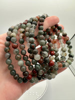 Natural Bloodstone 6mm Bracelet 7.5”
