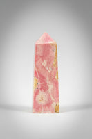 Rhodochrosite Four-Sided Tower #8 – Rosy Pink with Cream & Natural Matrix