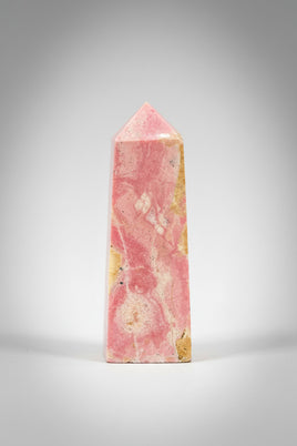 Rhodochrosite Four-Sided Tower #8 – Rosy Pink with Cream & Natural Matrix