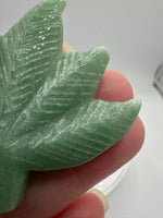 Green Aventurine Cannabis Leaf Carving #6