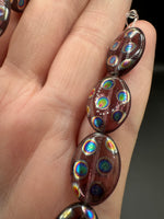 Purple Czech Glass Peacock Eye Oval Bead Strand – Iridescent Jewelry Making Beads
