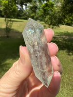 Double Terminated Prasiolite Scepter Wand #5 with Rainbow