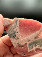 Natural Rhodochrosite Slab #18 – Pink Banded Mineral Specimen with Gray Matrix