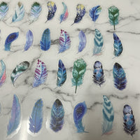 40 Count Blue Feather Stickers