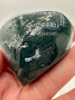Moss Agate Carved Heart #5