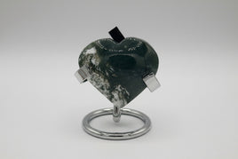 Moss Agate Carved Heart #8