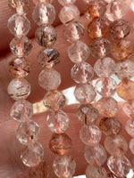 Red Rutilated Quartz 4mm Faceted Bracelet 7.5"