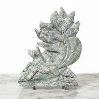 Moss Agate Nine-Tailed Fox Carving with Druzy
