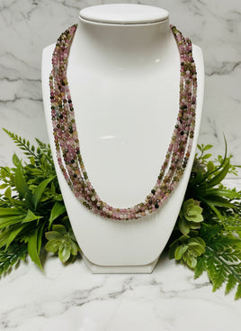 Natural 3mm Faceted Rainbow Tourmaline Necklace
