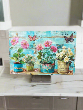Flowers and Butterfly Tin Sign