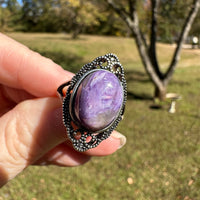 Natural Charoite Ring #42