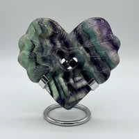 Rainbow Fluorite Decorative Carved Heart with Stand #4
