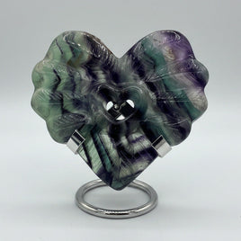 Rainbow Fluorite Decorative Carved Heart with Stand #4