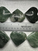 Green Mica in Quartz Heart | Polished Natural Crystal Heart | Green Mica Quartz Pocket Stone BIN #2
