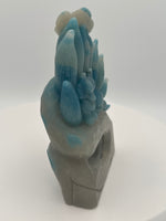 Unique Trolleite Nine-Tailed Fox Carving with Flower