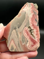 Natural Rhodochrosite Slab #19 – Pink Banded Mineral Specimen with Gray Matrix