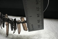 Brown & Black Handmade Natural Crystal Crown Headband – Aura-Coated Crystal Points & Crescent Moon