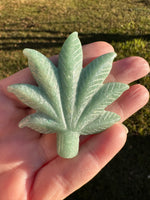 Green Aventurine Cannabis Leaf Carving #1