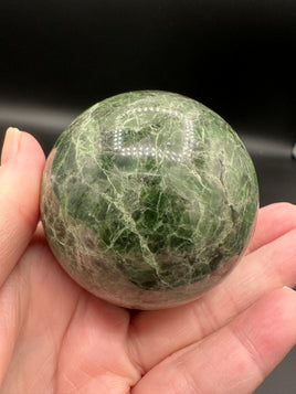 Natural Green Diopside Crystal Sphere 365g – Polished Green Gemstone #2