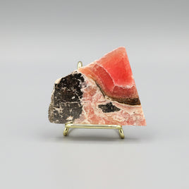 Natural Rhodochrosite Slab #16 – Vivid Raspberry Pink with Black Matrix & Banding
