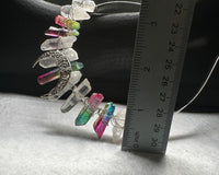 Clear Quartz & Rainbow Aura Crystal Crown Headband – Crescent Moon