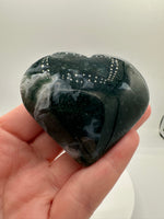 Moss Agate Carved Heart #5