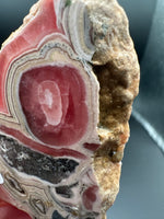 Rhodochrosite Slab #9 – Pink Banded Bullseye Orb – Polished Collector Specimen