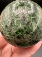 Natural Green Diopside Crystal Sphere 365g – Polished Green Gemstone #2